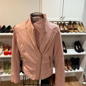 Guess Women's Pink Bomber Jacket with Gold Accents